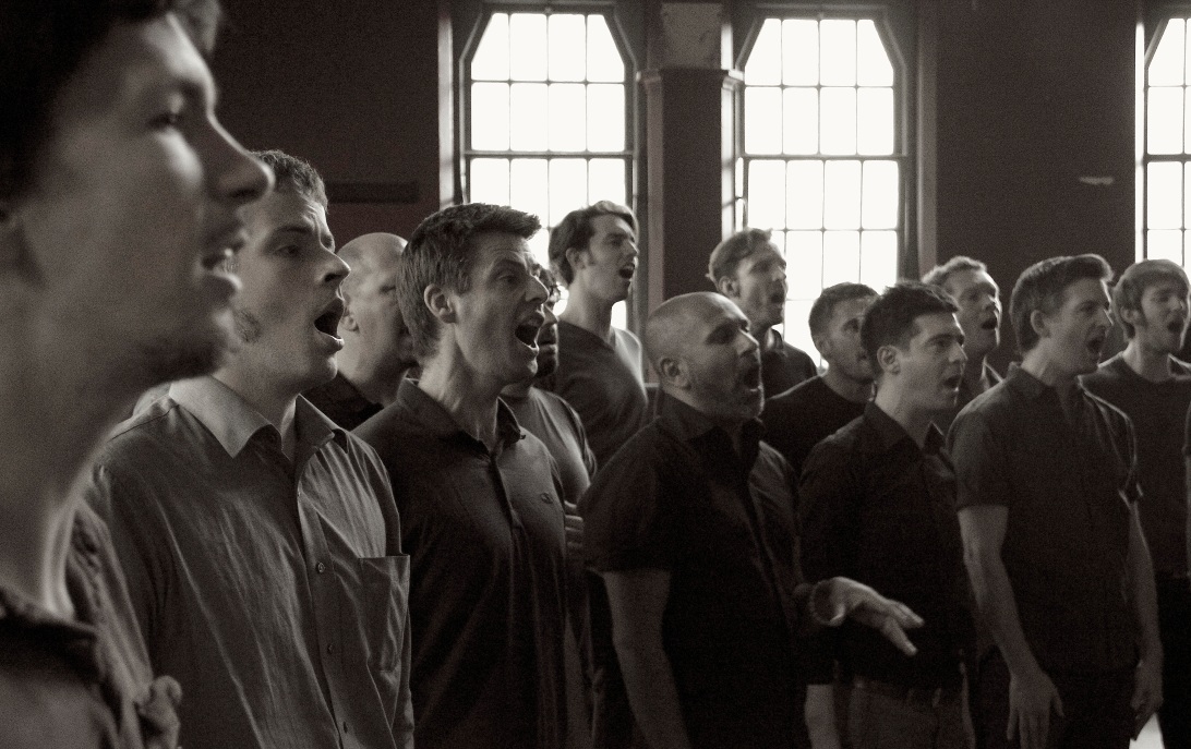 Chaps Choir warming up at the Union Chapel